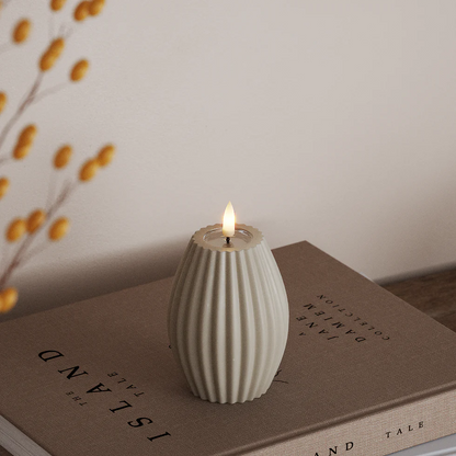 Deluxe Home LED Ribbelkaarsen D 7,5 x H 10 cm Zand