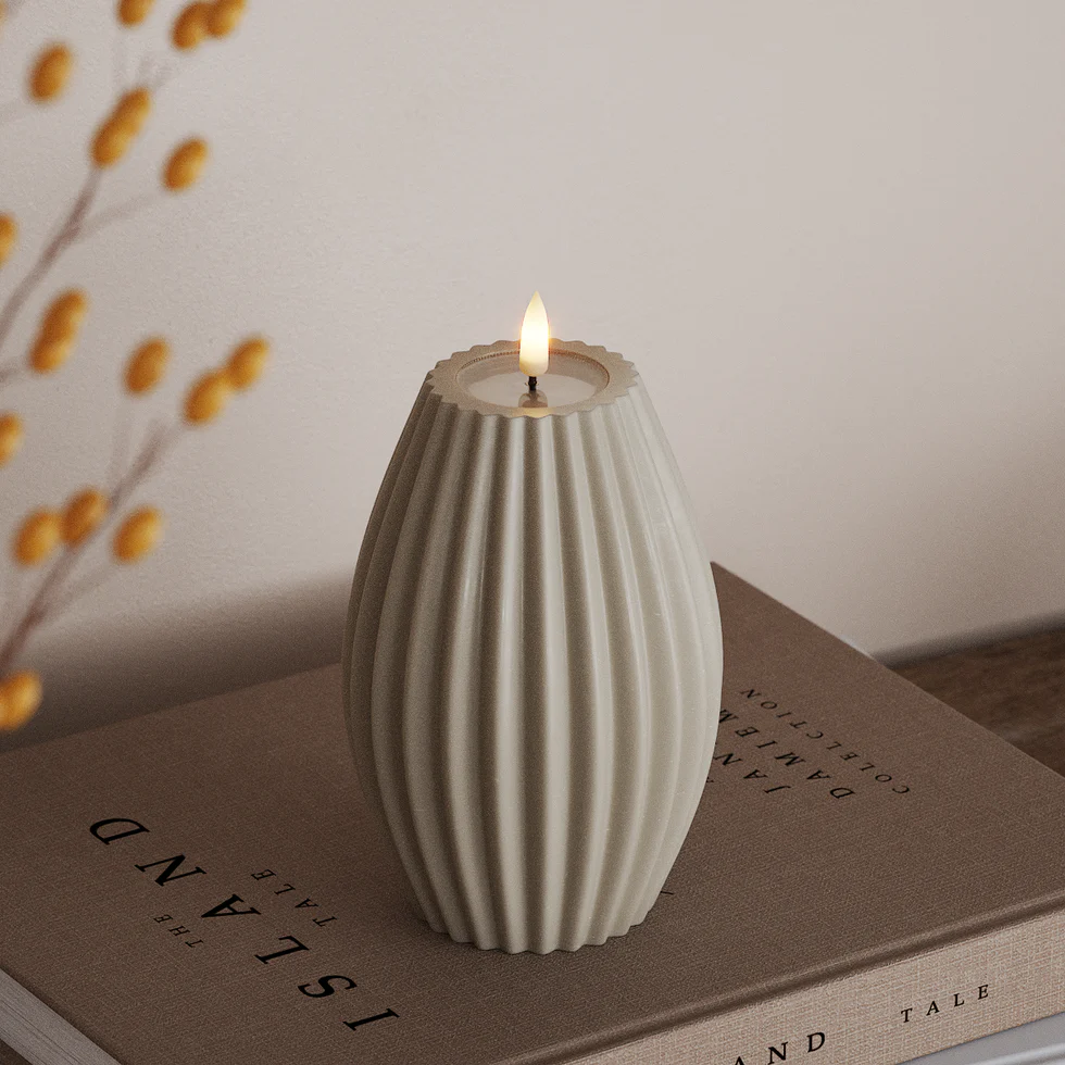 Deluxe Homeart LED Ribbelkaarsen D 10 x H 15 cm Zand