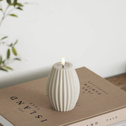 Deluxe Home LED Ribbelkaarsen D 7,5 x H 10 cm Zand