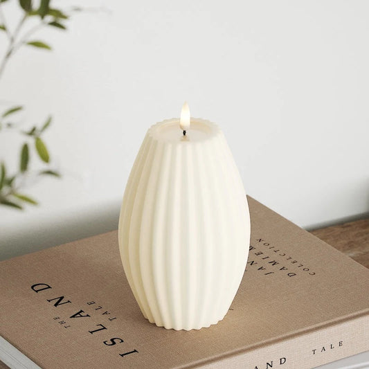 Deluxe Homeart LED Ribbelkaarsen D 10 x H 15 cm Creme