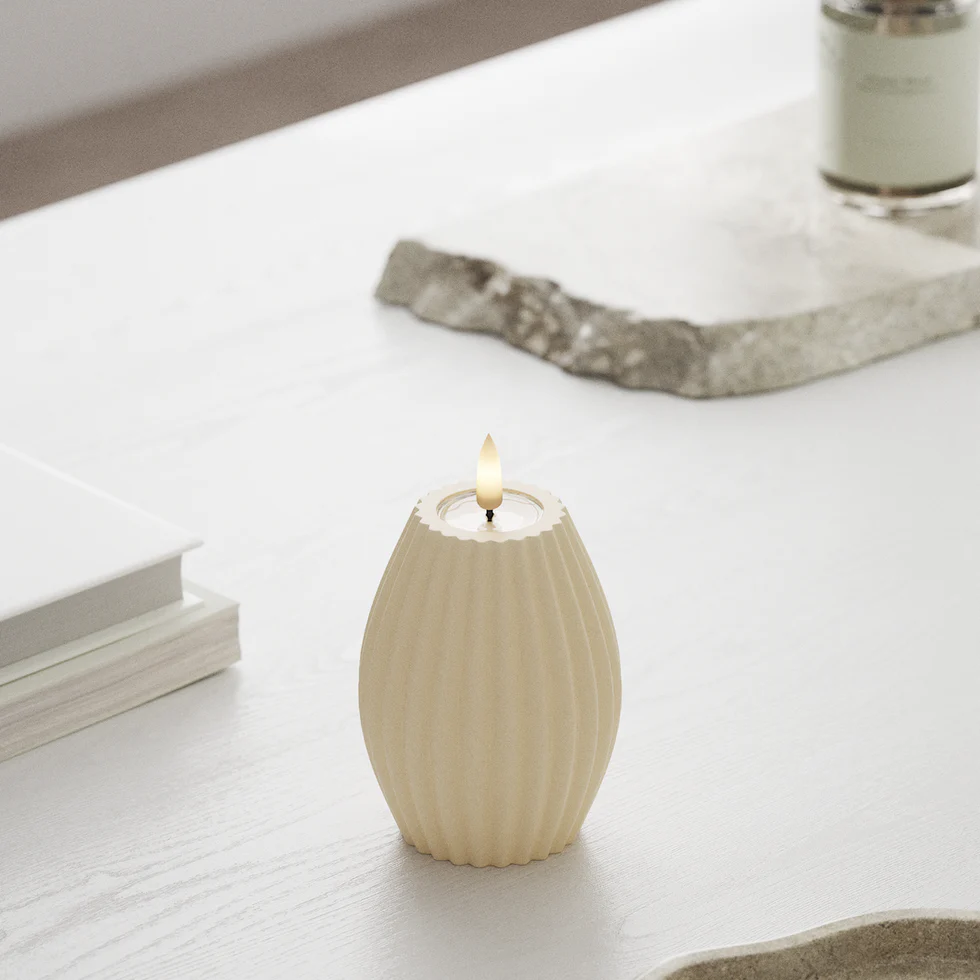 Deluxe Home LED Ribbelkaarsen D 7,5 x H 10 cm Creme