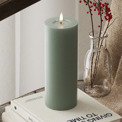 Deluxe Homeart LED Stompkaarsen Ø 7,5 x 20 cm Saliegroen