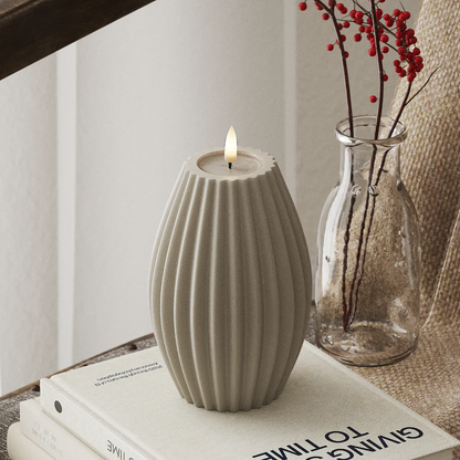 Deluxe Homeart LED Ribbelkaarsen D 10 x H 15 cm Zand