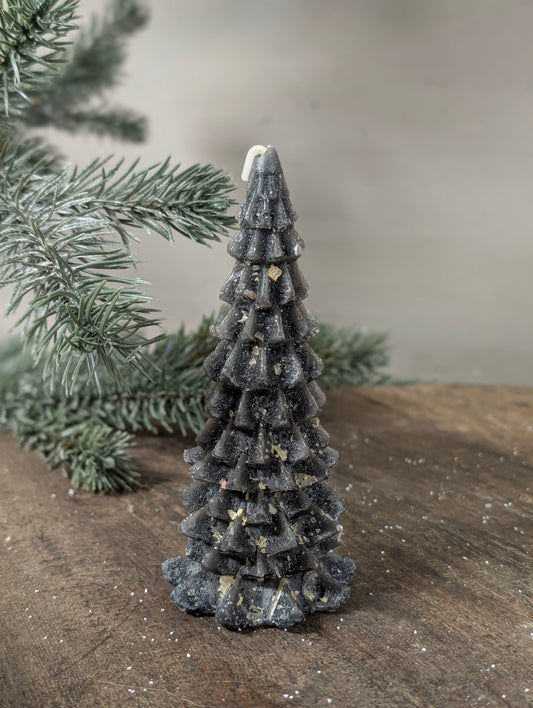 Frosted tree candle 6x12 - Black
