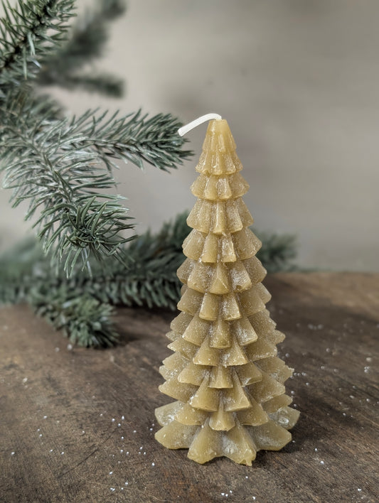 Frosted tree candle 6x12 - Green