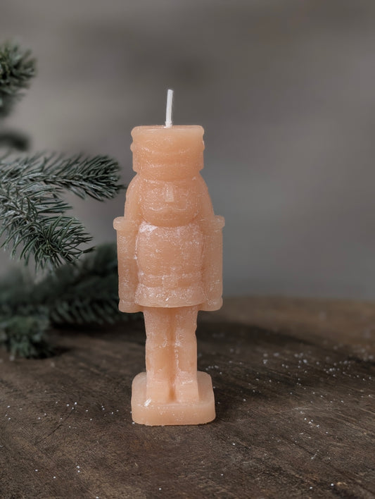 Frosty nutcracker candle 4x12 - Pastel Peach