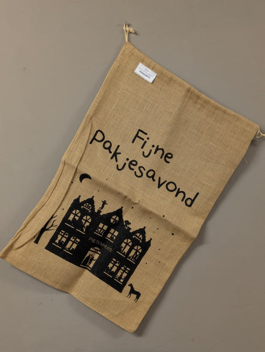 Jute zak Fijne Pakjesavond - 50x78