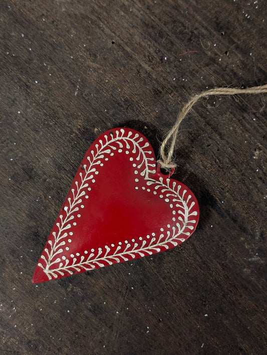 Hartjes hanger rood/Wit - 7x10
