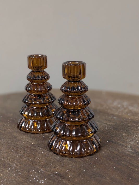 Kerstboom kandelaar 14x8 - Bruin