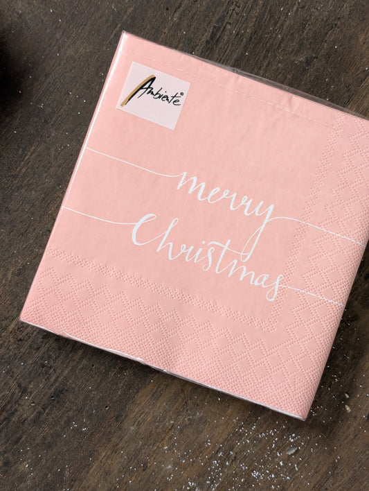 Servetten 20 stuks 33x33 - Christmas note Rose