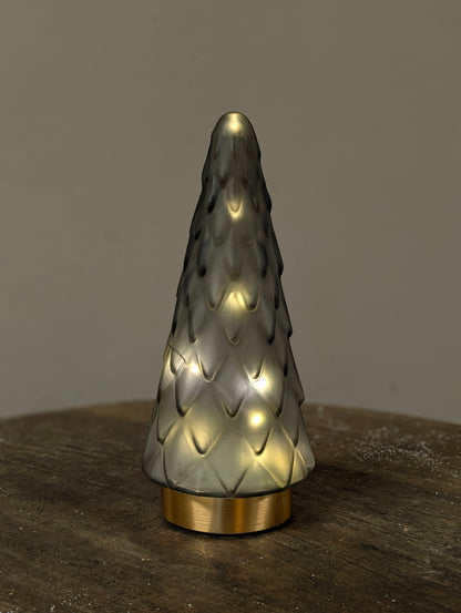 Glazen led kerstboom 24cm - Antraciet