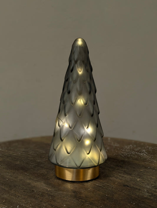 Glazen led kerstboom 24cm - Antraciet