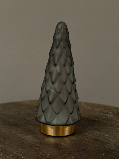 Glazen led kerstboom 24cm - Antraciet