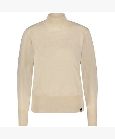 Red Button Turtleneck - Light Camel