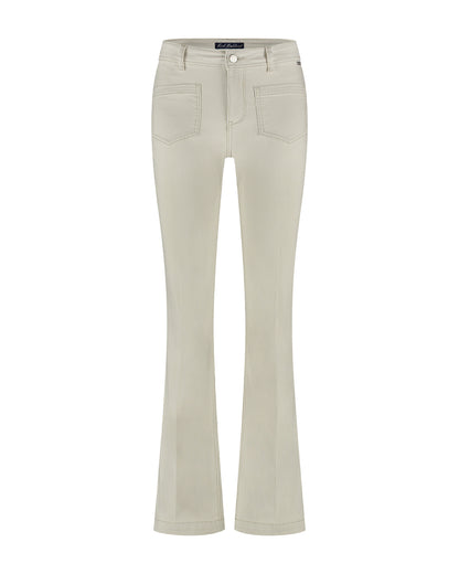 Red button Babette patchpockets denim stripe - Sand