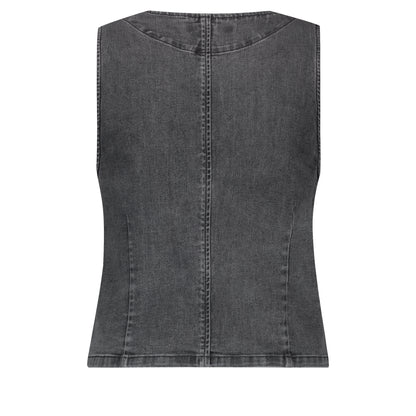 Red Button Waistcoat Embroidery Grey