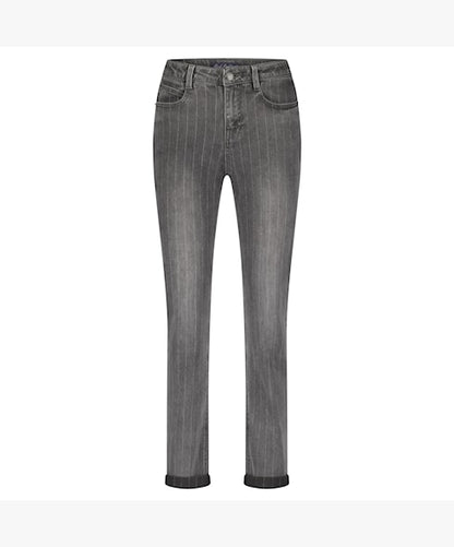 Red Button Patty Lurex Pinstripe - Grey Denim