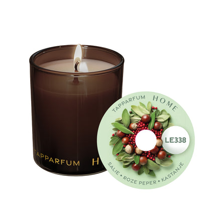 TapParfum HOME Geurkaars LE338 - Salie, Roze peper & Kastanje