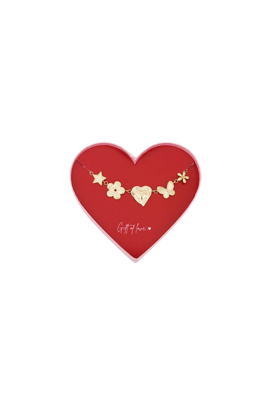 Gift of love Stainless steel Butterfly love - Goud kleur