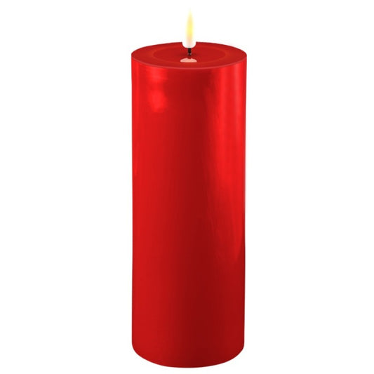 Led stomp kaars - Rood 7,5x20 cm.