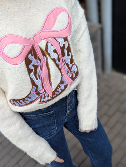 Cowboy boots trui - Ecru