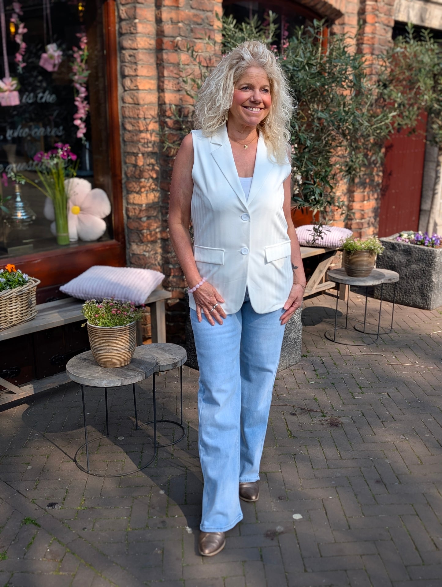 Gestreepte Demi gilet - Wit