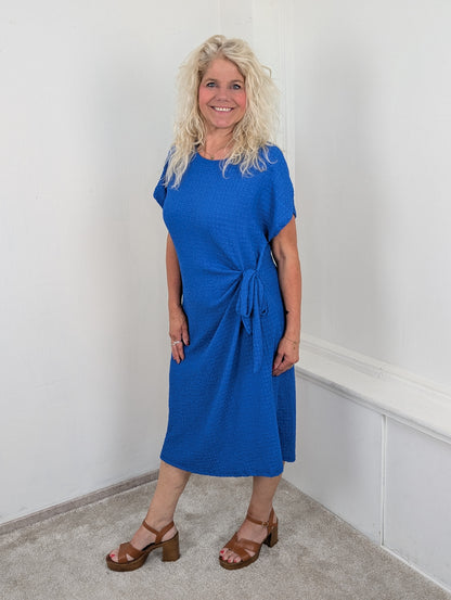 Capri knot crincle dress - Kobaltblauw