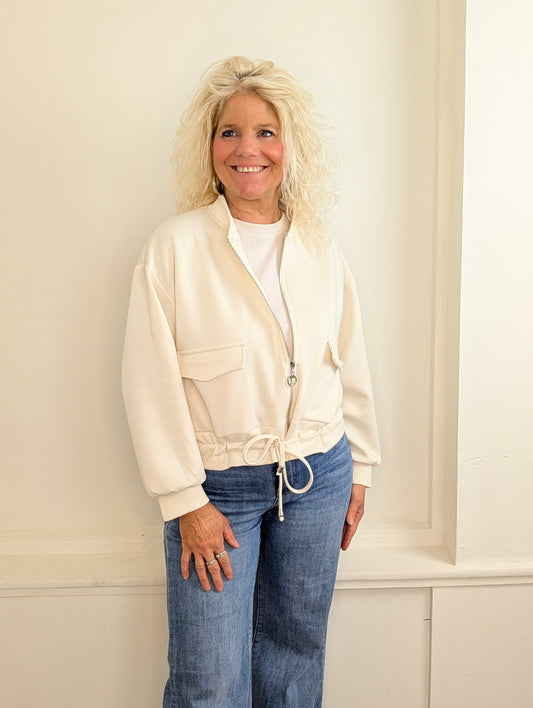Joyan jersey jasje met zakken - Creme