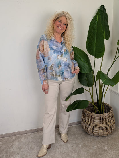 Aya flower blouse - Blauw