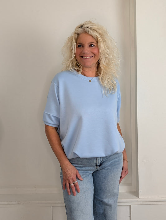 Balloon jersey shirt - Lichtblauw