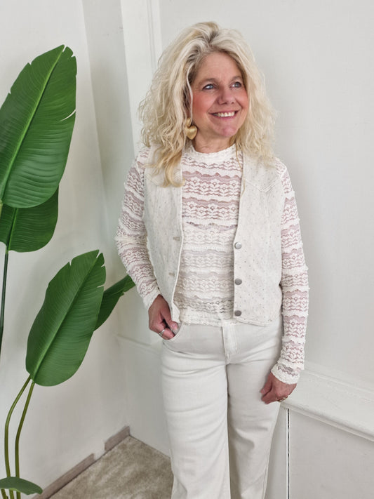 Karin glitter Gillet - Jeans Ecru