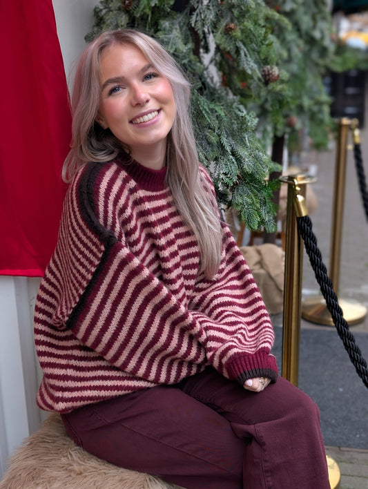 Gebreide trui Semra - Rood/Roze