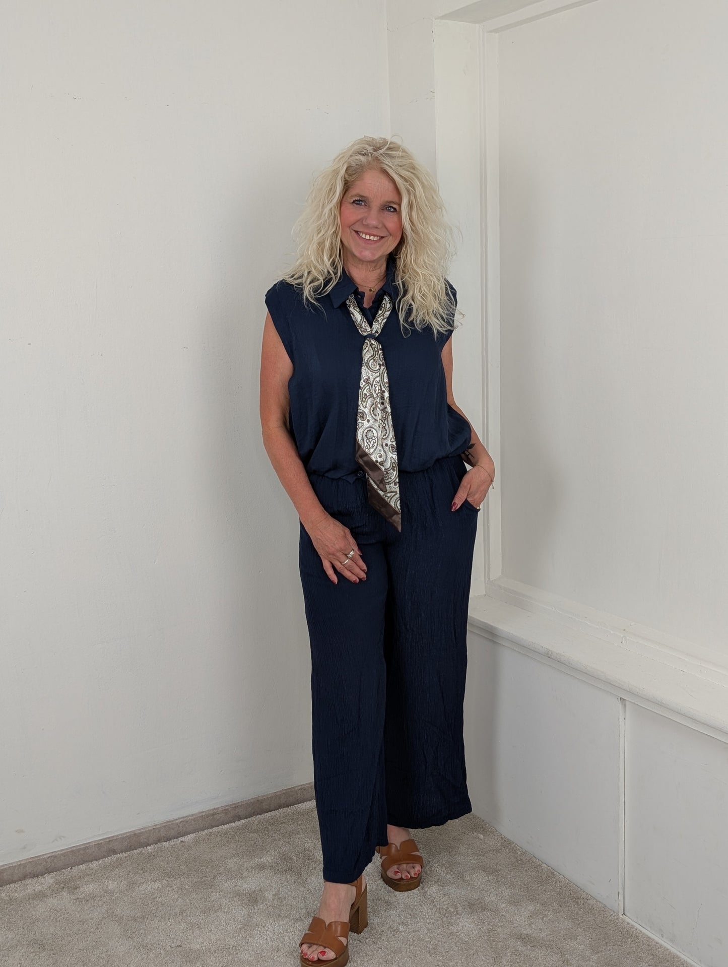 Portofino scarf top - Navy