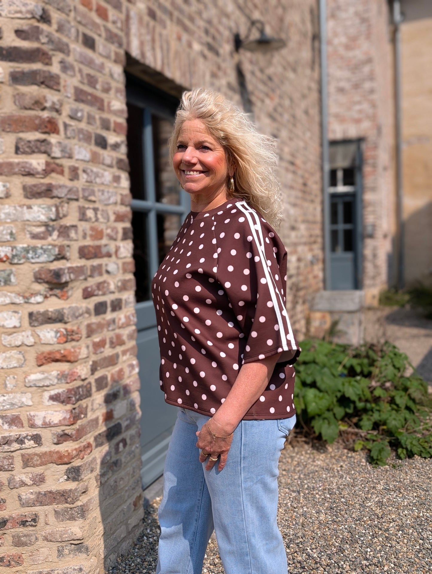 Polka Sporty Tee - Bruin/Lichtroze
