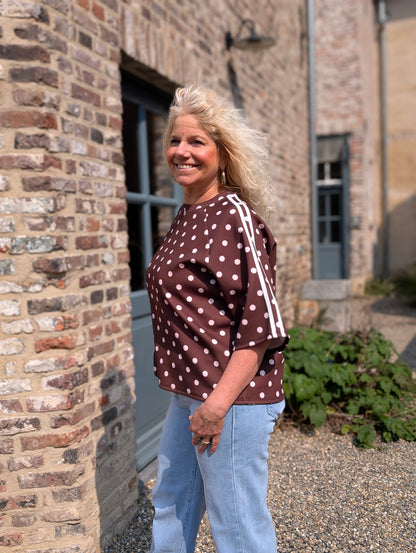 Polka Sporty Tee - Bruin/Lichtroze