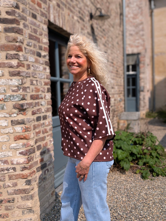 Polka Sporty Tee - Bruin/Lichtroze