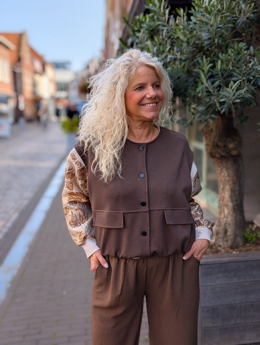 Fay knoopjes gilet - Bruin