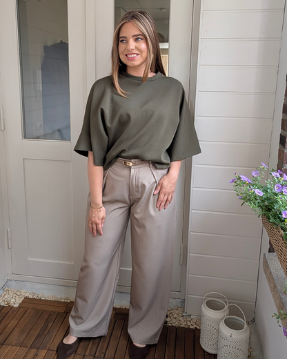 Luna Wide Sleeve Top - Army Groen
