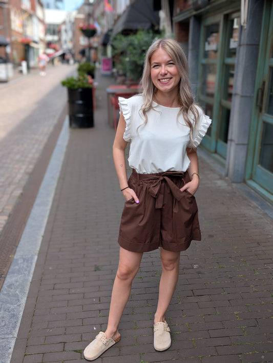 Katoenen paperbag Short - Bruin