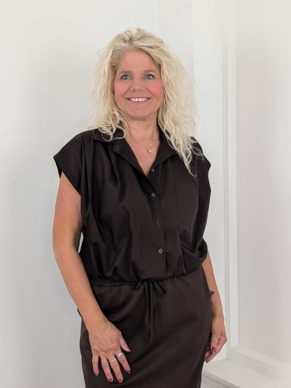 Katoenen blouse Veerle - Donkerbruin