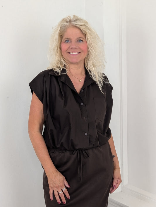Katoenen blouse Veerle - Donkerbruin