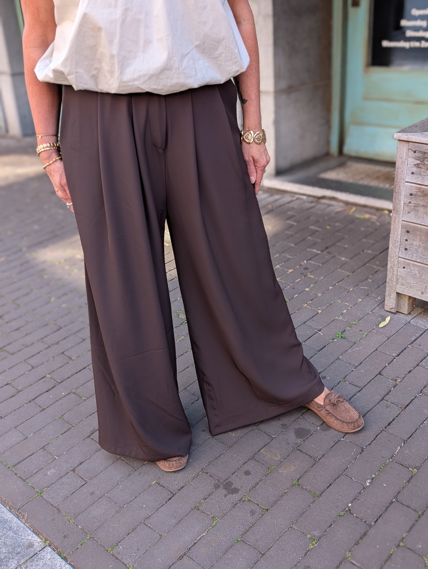 Pallazo broek Yvet - Bruin