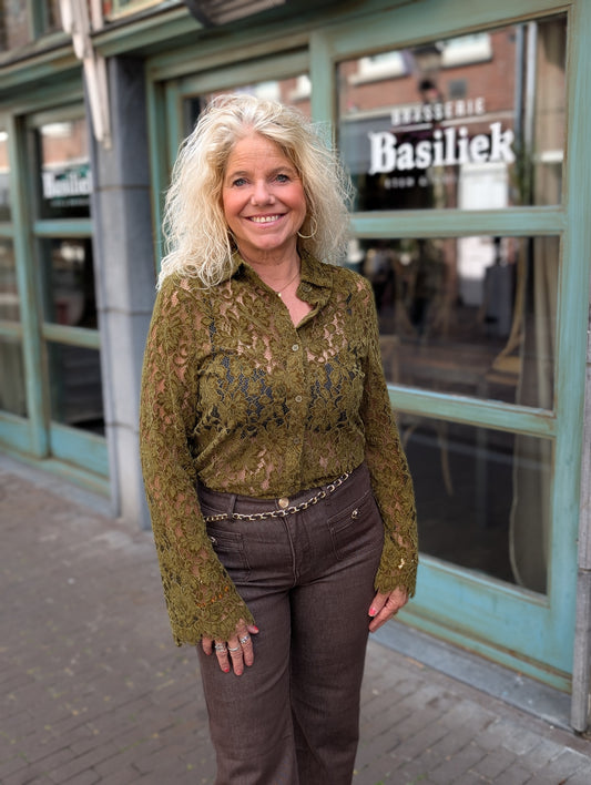Kanten blouse Claire - Pistache groen