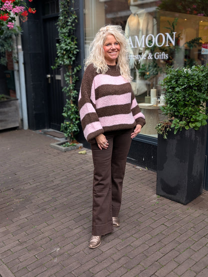 Gestreepte knit Pia - Bruin/Roze