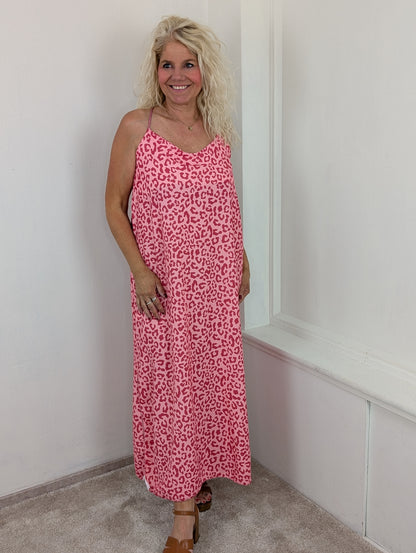 Celeste leopard maxi dress - Roze