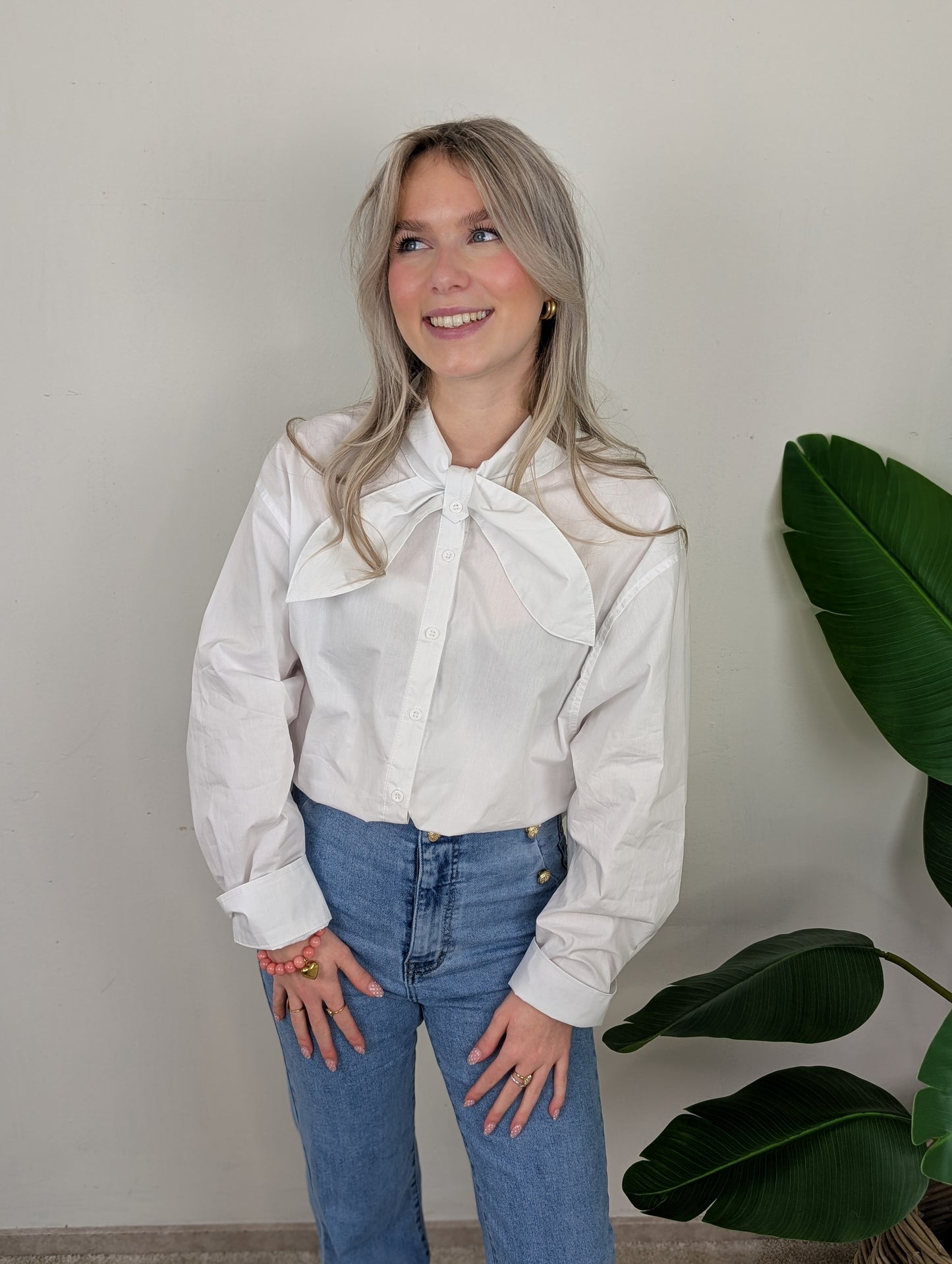 Oversized strik blouse Niomy - Wit