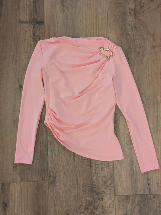 Kath top met gouden gesp - Pink