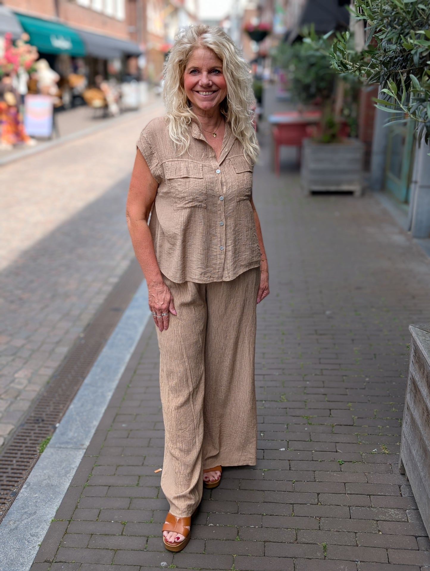 Hyl broek met elastiek - Sand