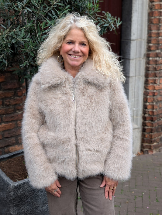 Suzane faux fur jas - Beige