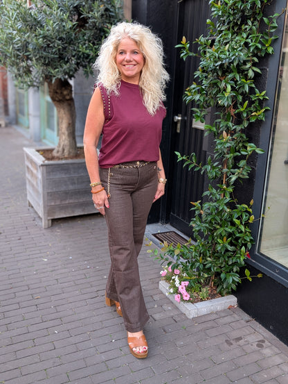 Zac & Zoe jeans met sierlijke knopen - Bruin